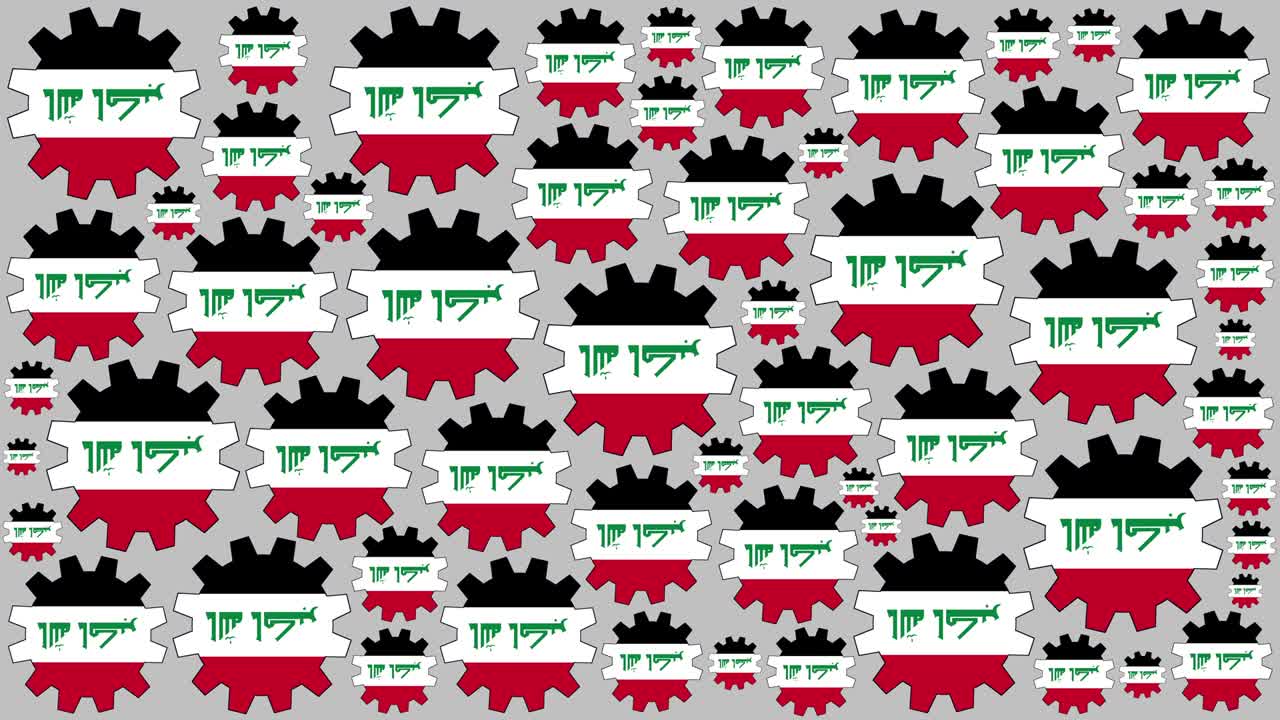 Iraqi flag gears spinning background