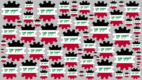 iraqi flag gears spinning background