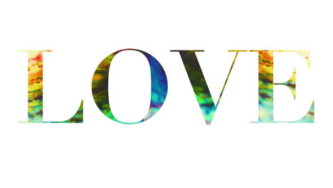 trippy tie dye word love moving slowly as in melting colors big and bold