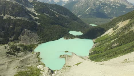 Joffre-Lakes-in-British-Columbia,-Canada,-Aerial-Shot-in-4K