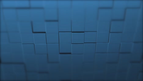 pared azul de cubos con una ligera inclinación hacia adelante está viniendo más adelante volviéndose recto.