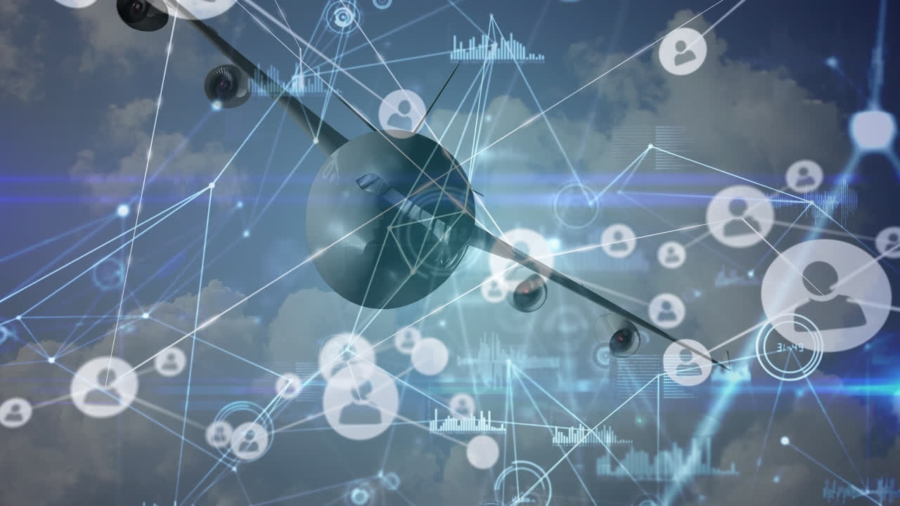 구름과 평면 위에서 데이터 처리의 애니메이션