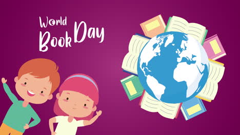 world book day celebration with little kids reading and planet