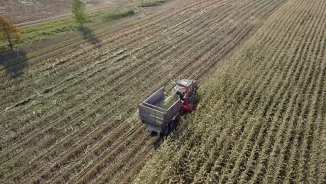 detalle del tractor agrícola para la cosecha de maíz