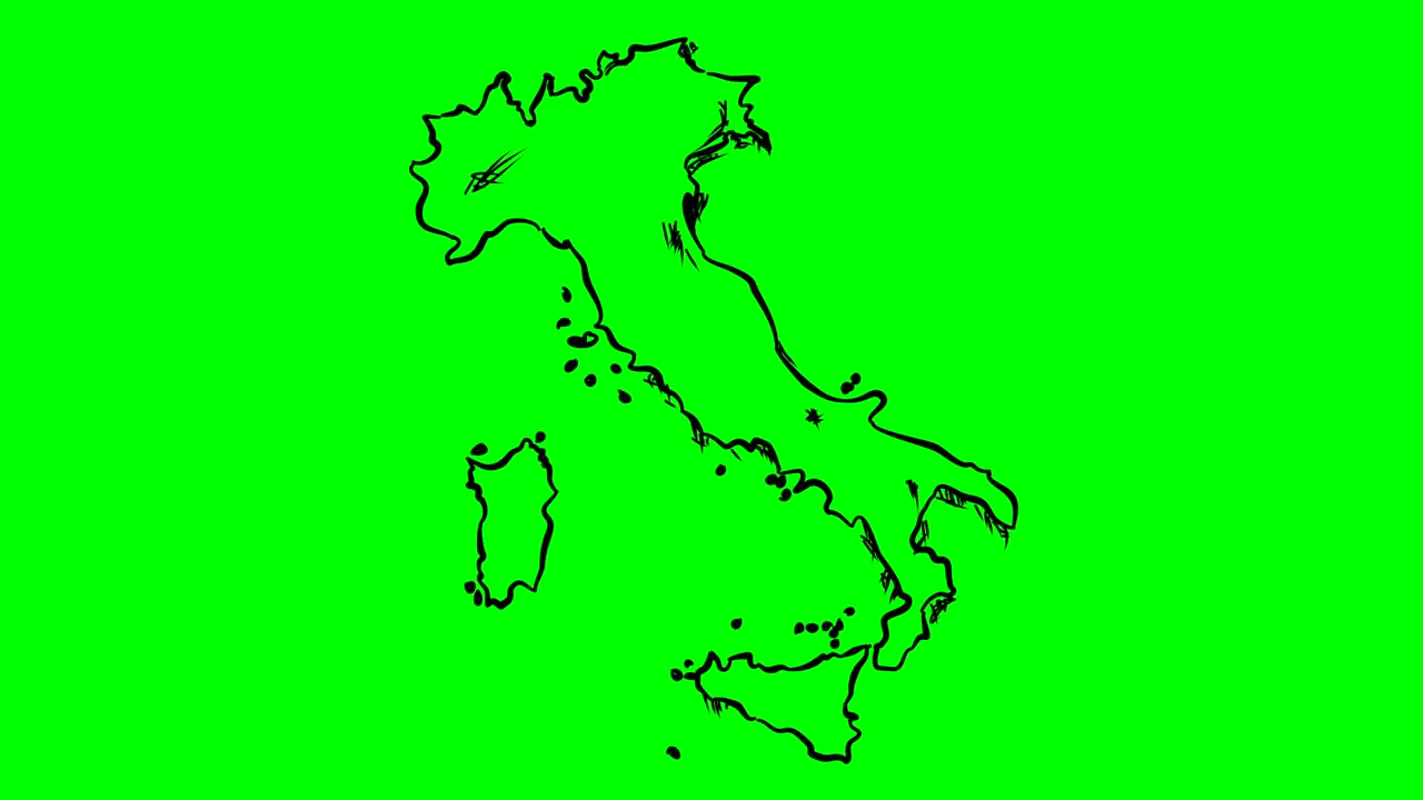 이탈리아 그림 윤 지도 초록색 화면 고립 화이트 보드