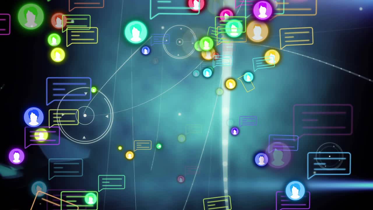 Edge icons starting core cluster, moving inward, forming bubbles and glowing lines to show net flow