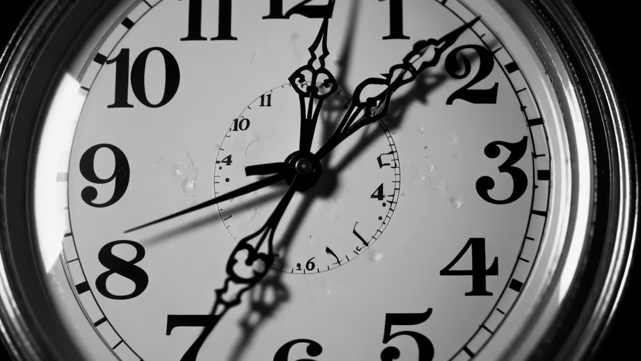 Close-up of a Vintage Clock at Midnight