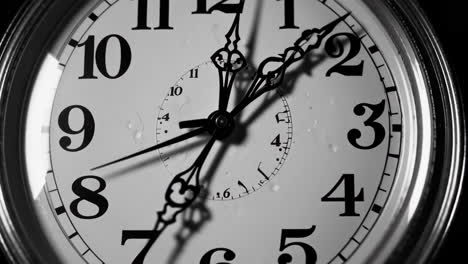 close-up of a vintage clock at midnight