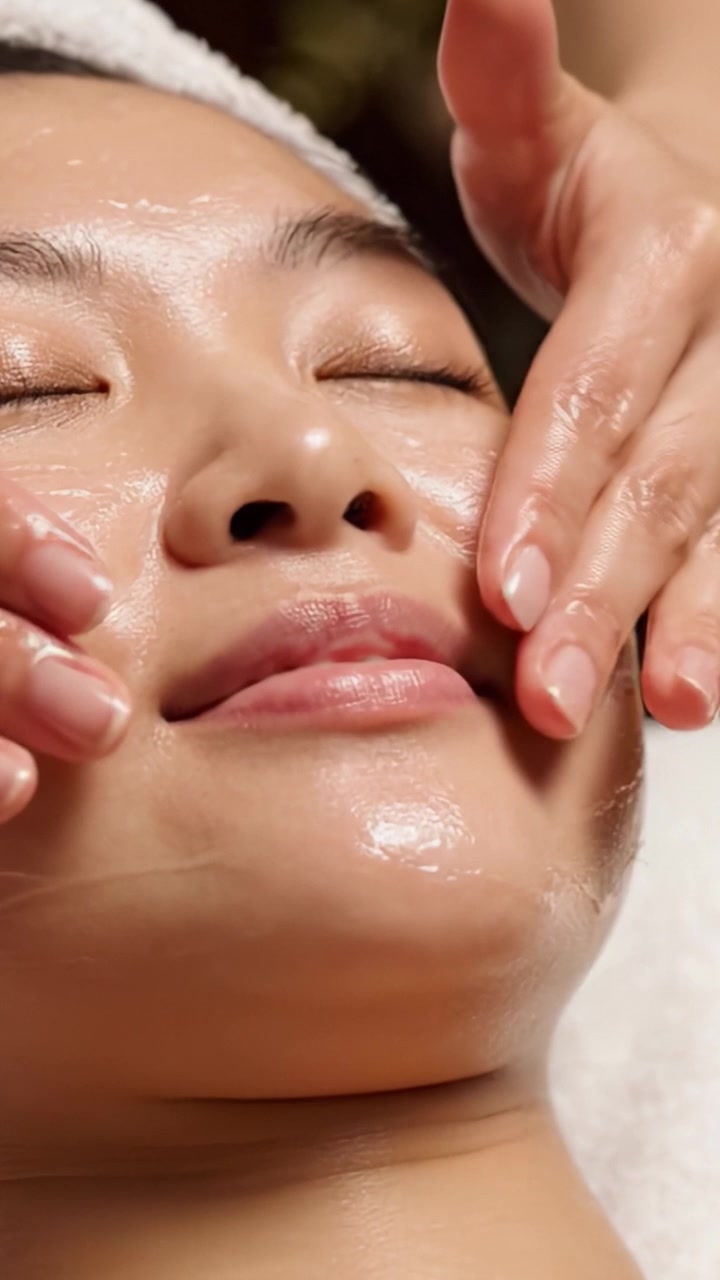 Trattamento di bellezza rilassante: una donna si gode una maschera facciale ringiovanente mentre si abbandona alla calma e alla serenità dei momenti spa per una pelle luminosa e sana.