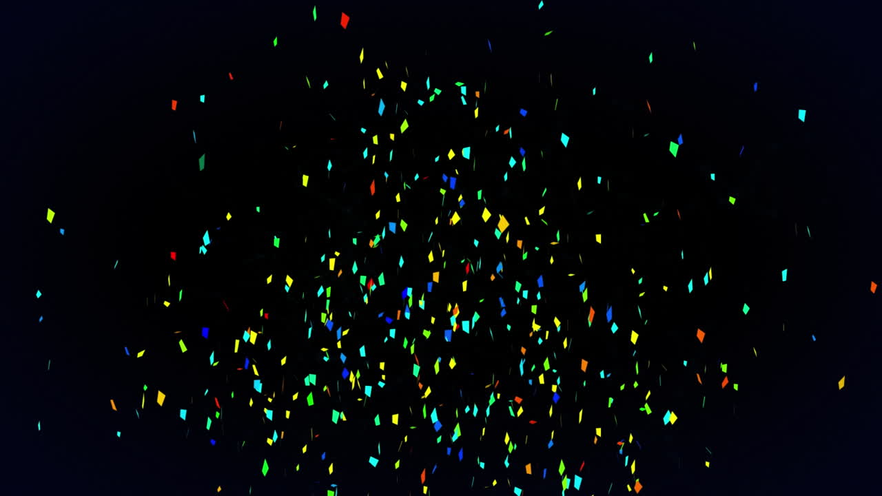animación de confeti de colores que caen sobre un fondo negro