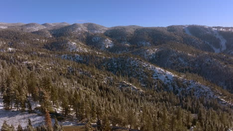 pull back from mountain ridge in lake tahoe, nevada