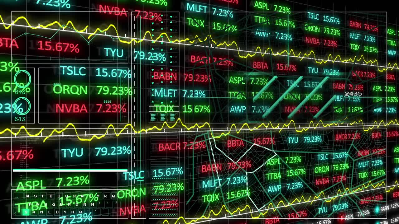 Animazione di sfondo nero su elaborazione dati.