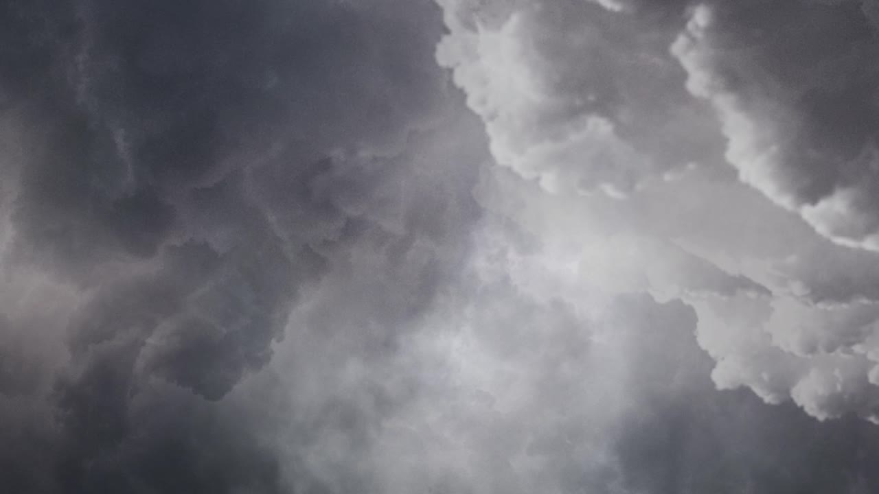 4k thunderstorm, lightning flashes and dark clouds