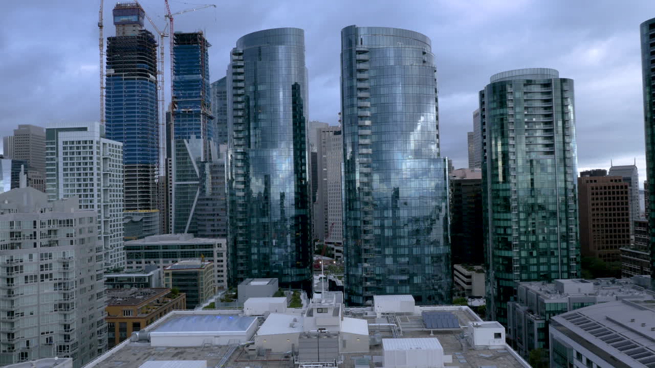 Urban Cityscape with Modern Skyscrapers and Traffic