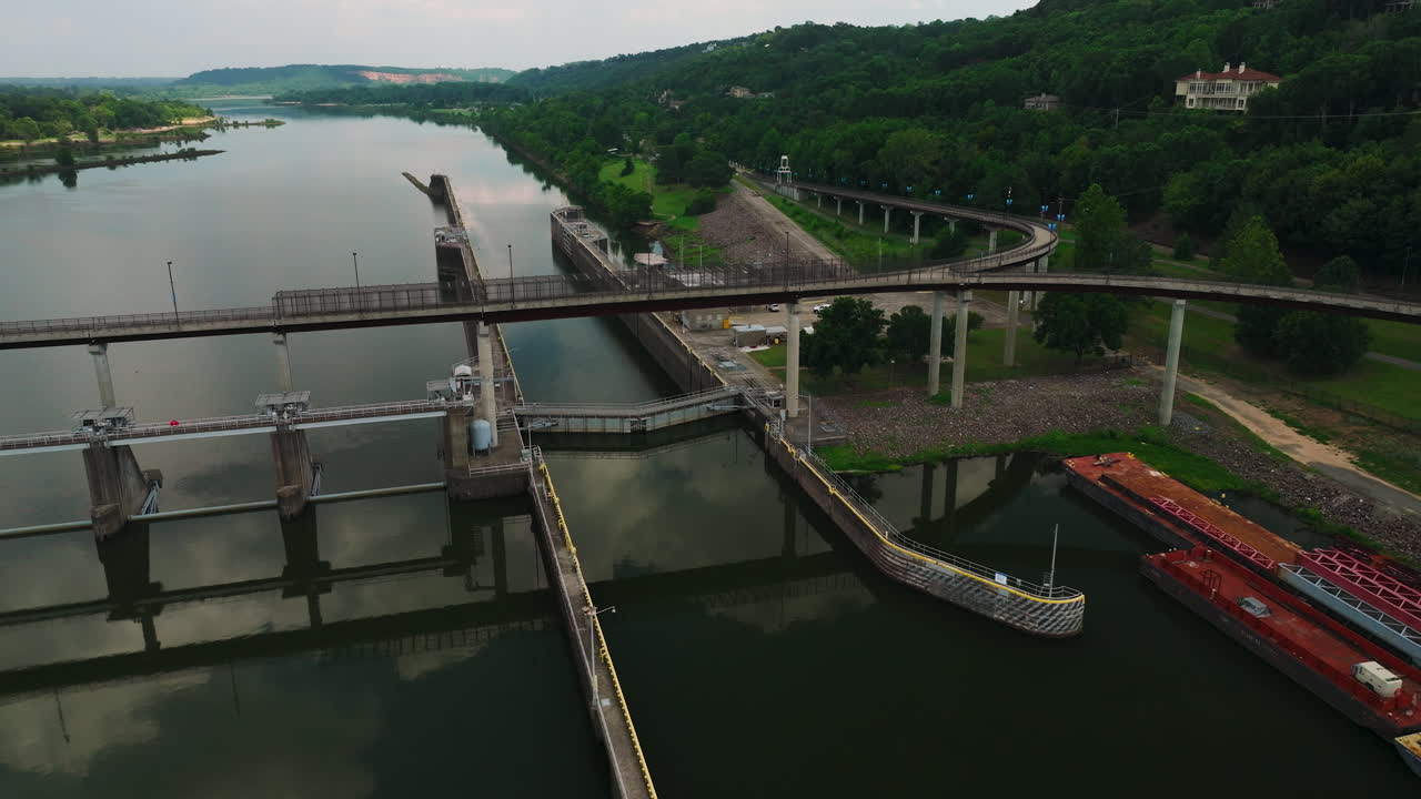 Arkansas River Trails And Dam Gates Near Cook's Landing Park In North Little Rock, Arkansas