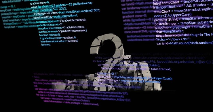 Scrolling code overlaying while stone number 2 shedding blocks and showing erosion