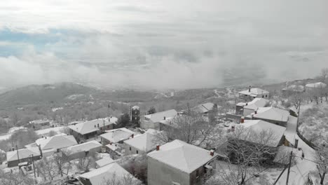 Mountain-traditional-village-in-winter,-Greece