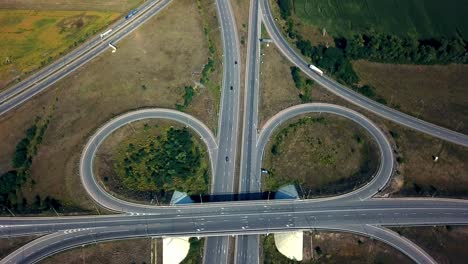 aerial view of road junction