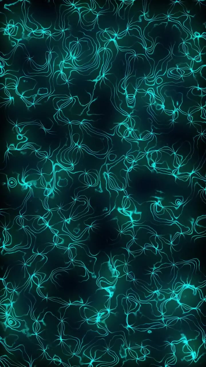 Vertical cyan electric neuron web network flowing on black background seamless loop