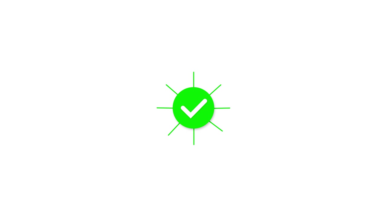 Green check mark success icon grey simple styling and soft shadow for approval confirmation