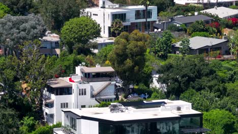 luxury mansions in hollywood hills west, california - ascending aerial reveal