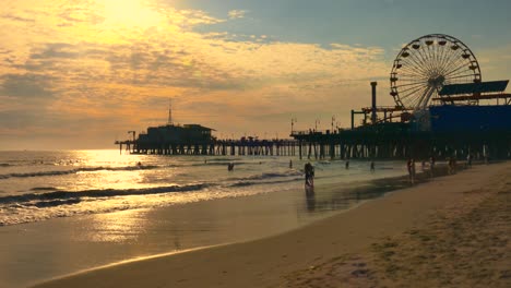 sunset at santa monica pier