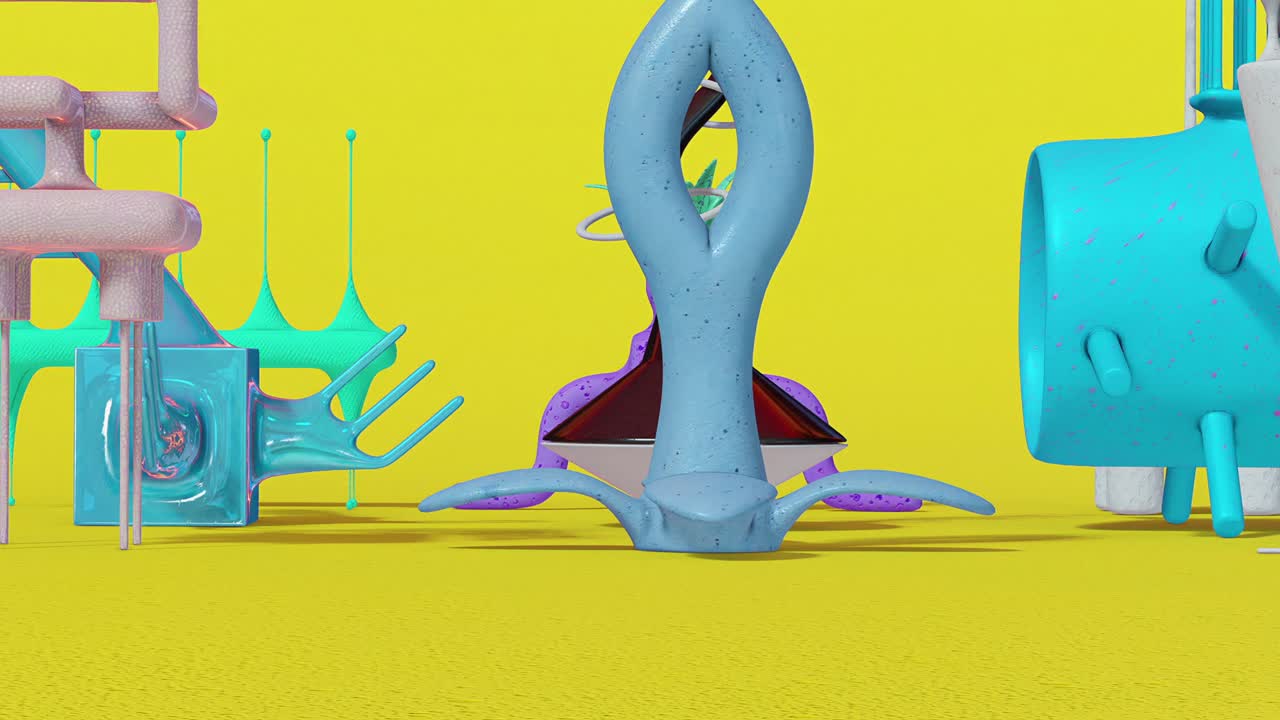arte minimal 3d. objetos estilosos animados en el espacio de diseño geométrico. combinación de colores de moda, movimiento de bucle, video 4k.