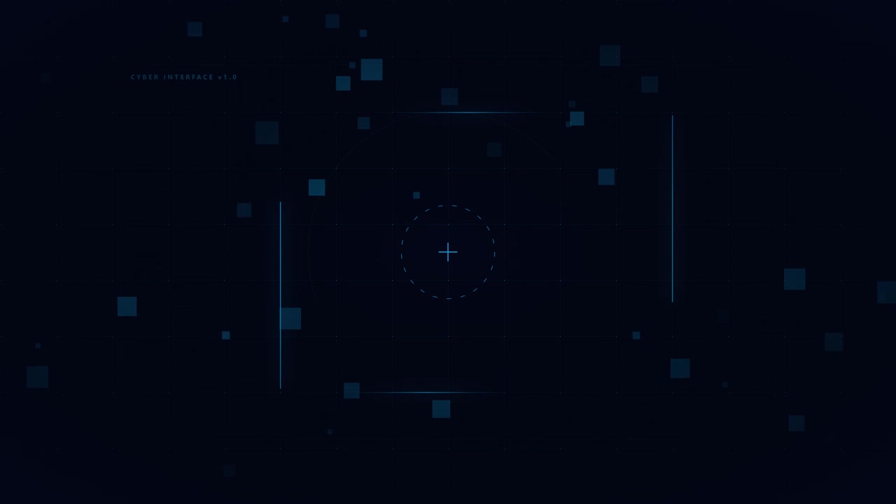 Digital Cyber Interface HUD with Floating Geometric Data Elements