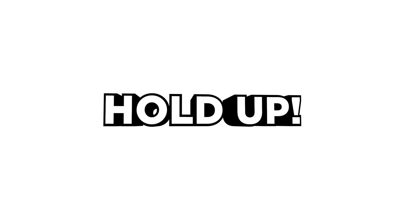 Wiggling 'Hold Up!' Text Animation on White Background