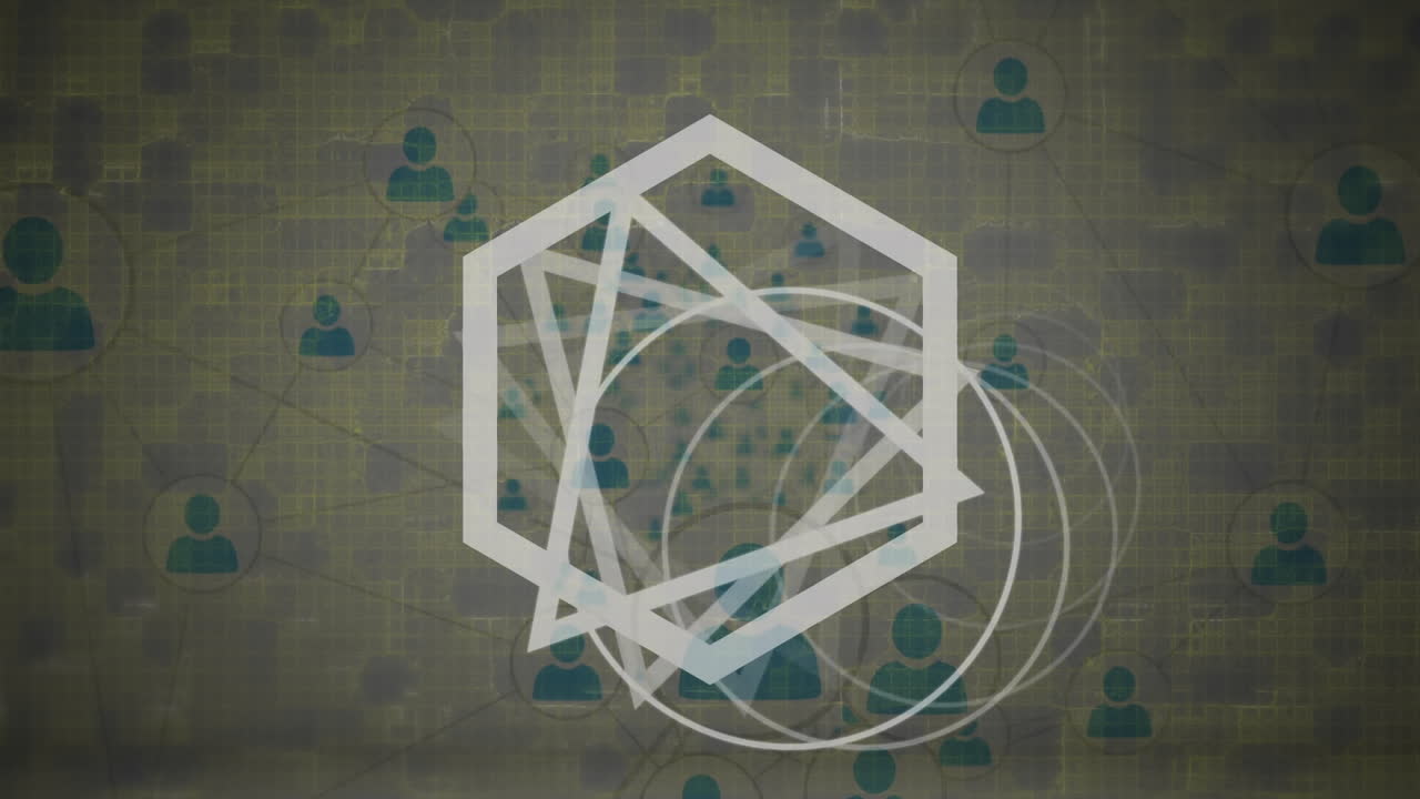 animación de triángulos blancos y red de conexiones