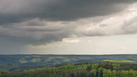 hyperlapse of a storm and rain above the woods