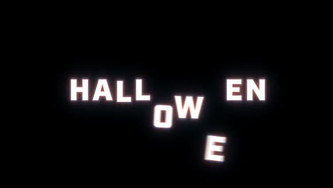 4k text reveal of the word "halloween" on a black background