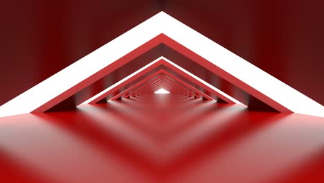 túnel de fondo arquitectónico futurista con triángulo rojo en bucle