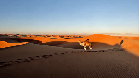 camel in the desert sunrise