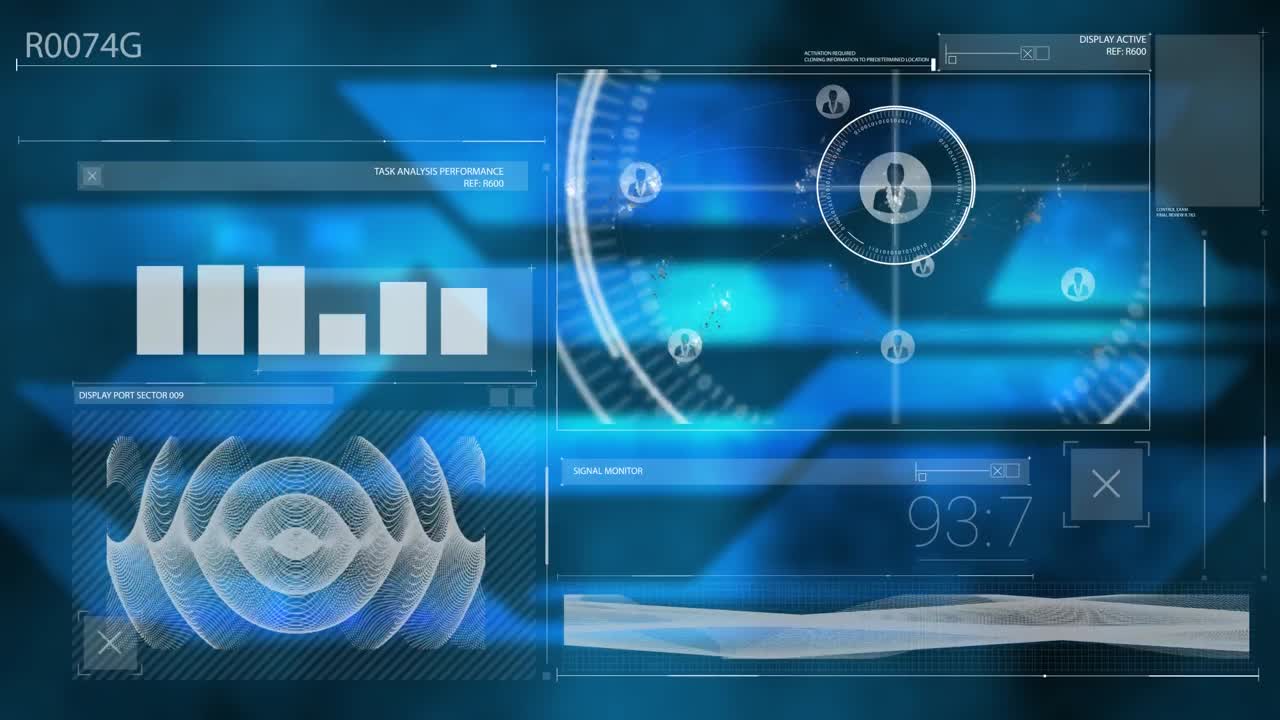 animación de las pantallas de la interfaz digital de la computadora escaneado