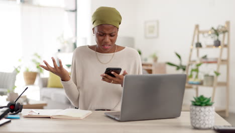 Confused,-phone-and-message-with-black-woman
