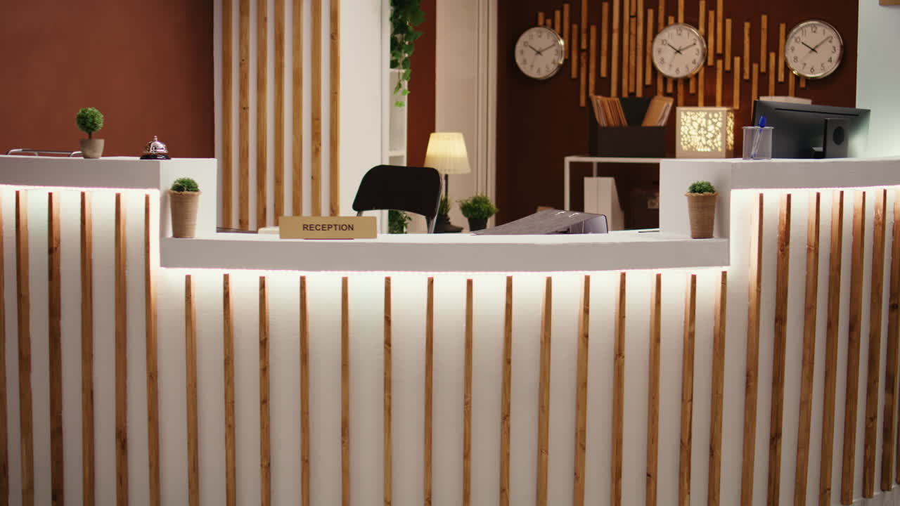 Rack focus shot of hotel lounge interior