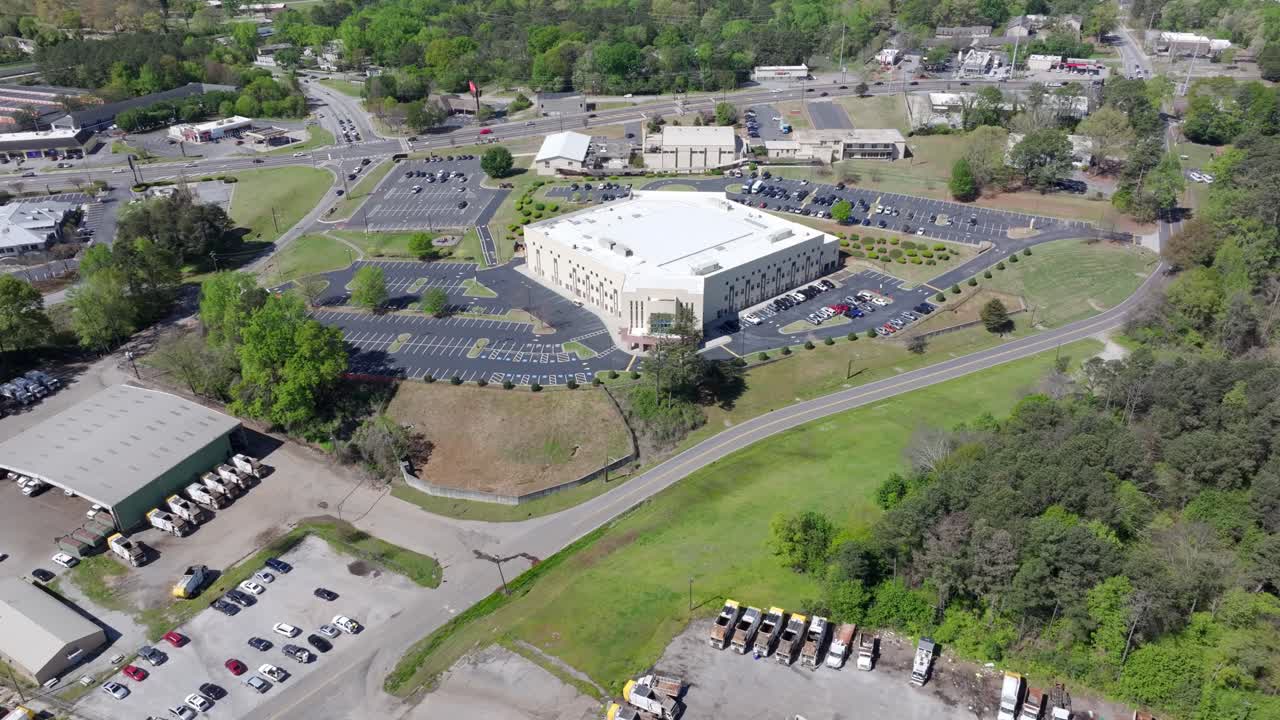 New life church and community center, Decatur city green neighbourhood, Atlanta, Georgia, Drone, Establishing