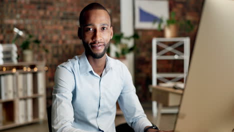 Office,-black-man-and-face-of-a-happy-business