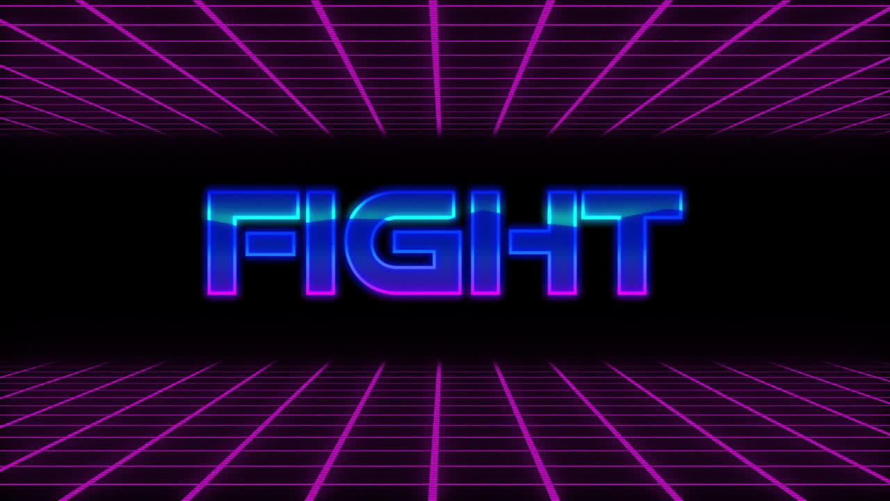 animación de texto de lucha entre el patrón de cuadrícula contra fondo negro