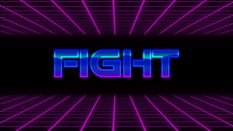 animation of fight text between grid pattern against black background