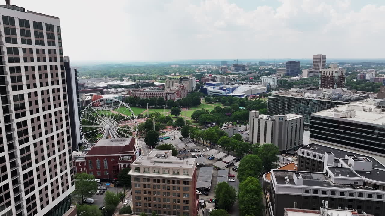 Fly above town development in metropolis