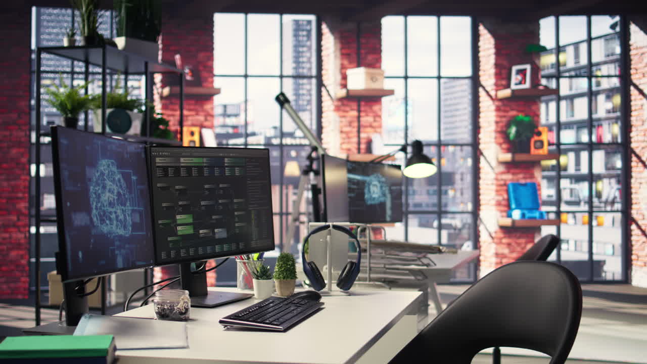 Visual coding interface active on a modern dual monitors setup