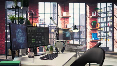 visual coding interface active on a modern dual monitors setup