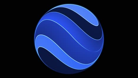 organic blue pattern on a sphere shape in a continuous loop motion