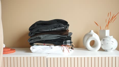 stack of folded clothes