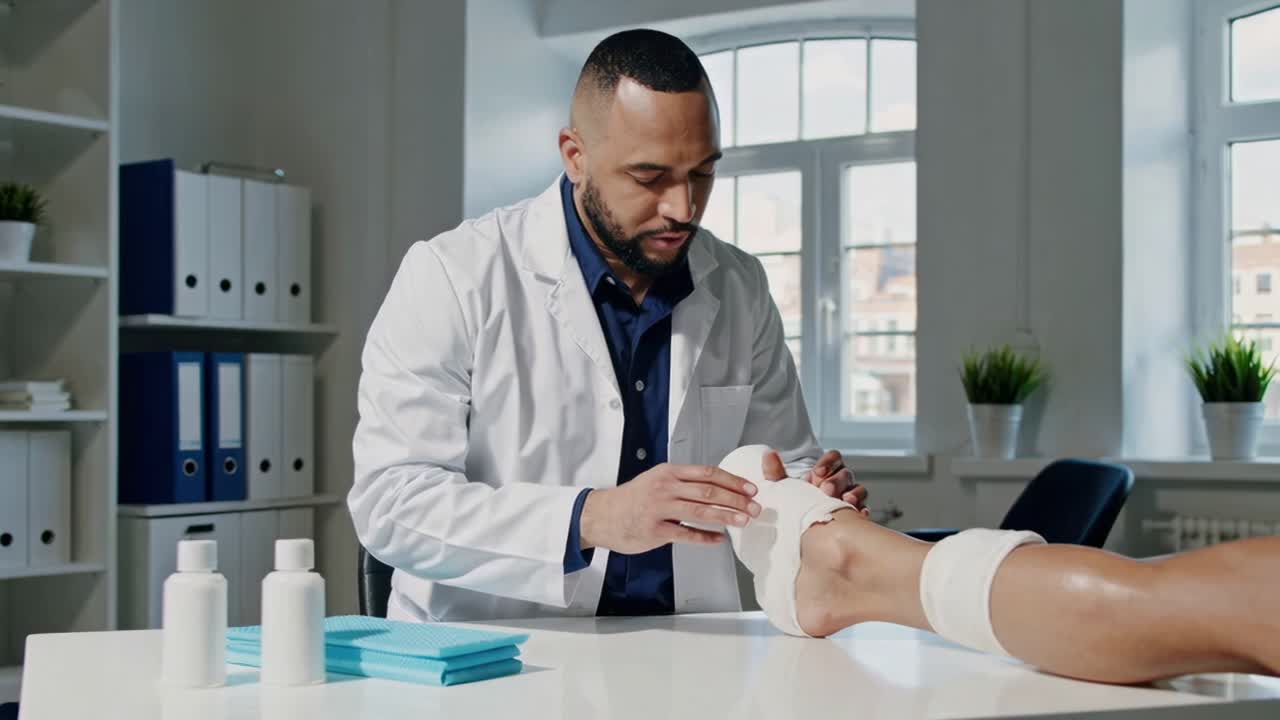 Doctor Treating Patient's Ankle Injury