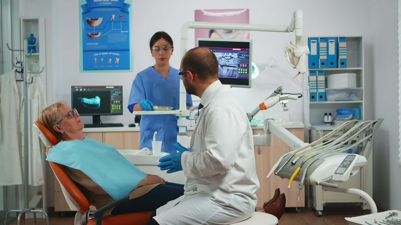 Dentistry doctor explaining process of intervention
