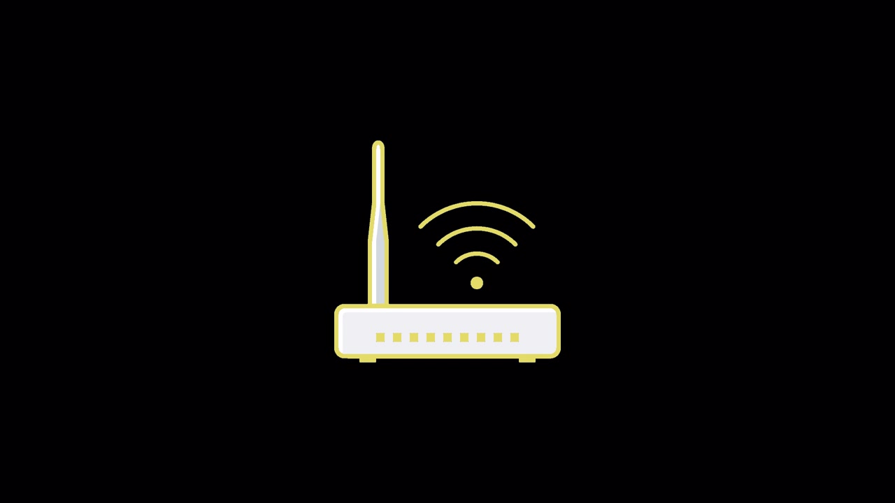 Icona Animata di Router Wi-Fi su Sfondo Nero