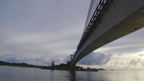 the friendship bridge in koror, palau at sunset